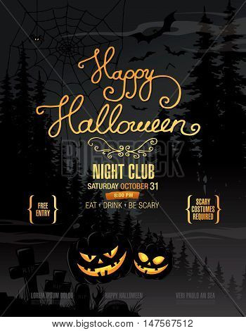 Halloween holiday party. vector template banner design