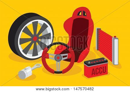 automotive spare parts flat design vector illustration