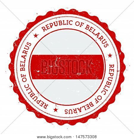 Grunge Rubber Stamp With Belarus Flag. Vintage Travel Stamp With Circular Text, Stars And National F