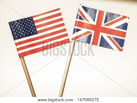 Vintage Looking British And American Flags