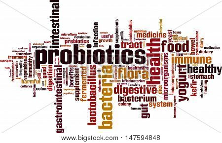 Probiotics word cloud concept. Vector illustration on white