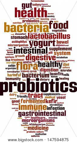 Probiotics word cloud concept. Vector illustration on white