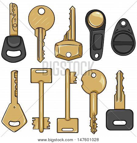Vector Set Of Cartoon Modern Keys.