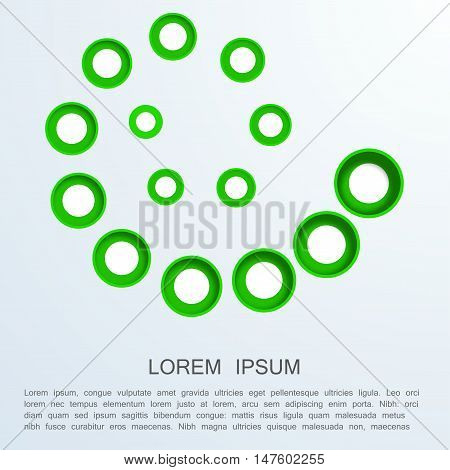 Vector green spiral circle infographic on a gray background. Poster design template with text