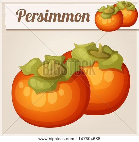 Persimmon fruit. Cartoon vector icon. Series of food and drink and ingredients for cooking.