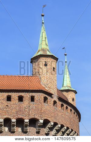 Gothic-style Krakow Barbican ( Barbakan) Old Town Krakow Poland