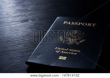 Travel Passport Booklet Cover United States American Black Contrast Desk Flash