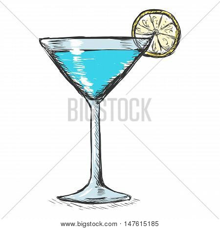 Vector Color Sketch Cocktail With Lime