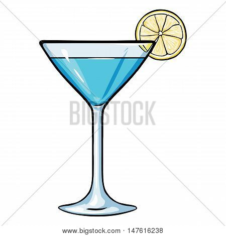 Vector Cartoon Blue Cocktail With Lime