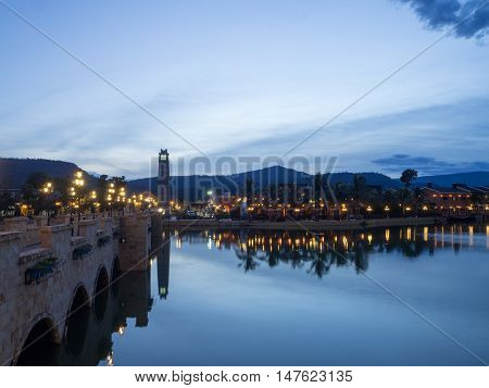 Verona Italy. Scenery with Adige River and Ponte di Pietra.