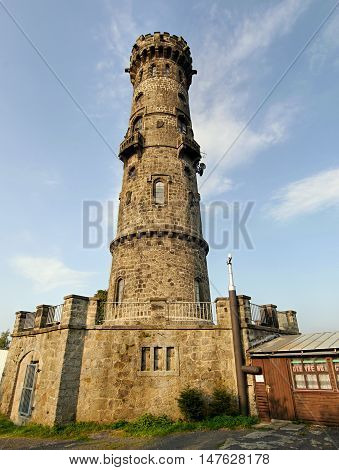 Stone lookout tower. Decinsky Sneznik mountain, Czech republic.