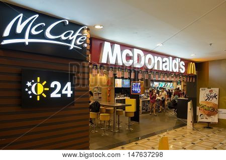 PAHANG MALAYSIA - SEP 3 2016: McDonalds at Genting Highlands. It is the world's largest chain of hamburger fast food restaurants.