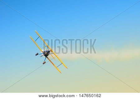bi-plane in flight during an air show