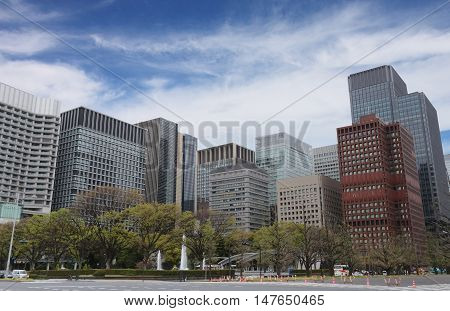 Skyscraper or Buildings in Marunouchi Area in Tokyo and Center of commercial business districtlocated in ChiyodaTokyo Imperial PalaceJAPAN.