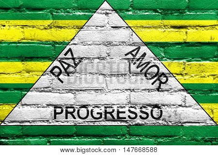 Flag Of Ferros, Minas Gerais State, Brazil, Painted On Brick Wall