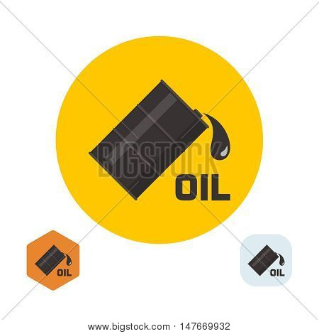 Flank badge with oil and the falling drop. A vector illustration in flat style.