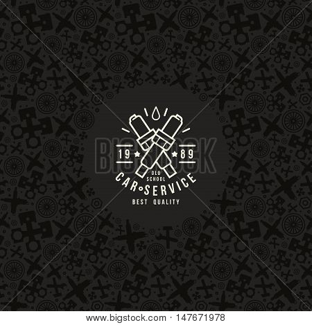 Stock Vector Frame With Pattern And Car Service Emblem