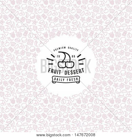 Stock Vector Fruit Dessert Label And Frame With Pattern
