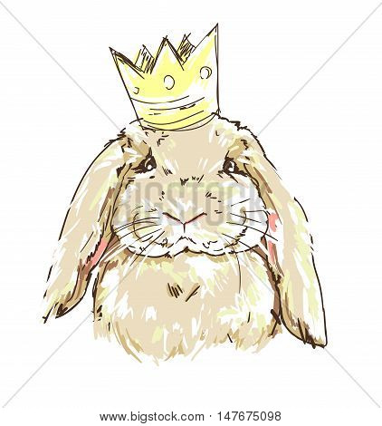 illustration of a cute bunny, a rabbit in the crown