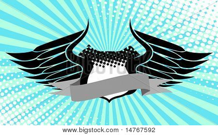 Shield with wings (vector)