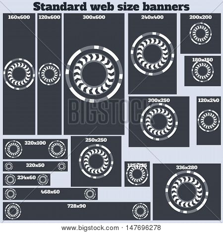 Empty Box Standard size web banners set. Vector Web Banners