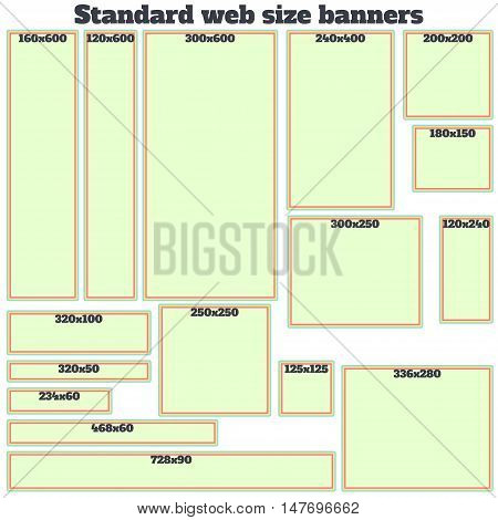 Empty Box Standard size web banners set. Vector Web Banners