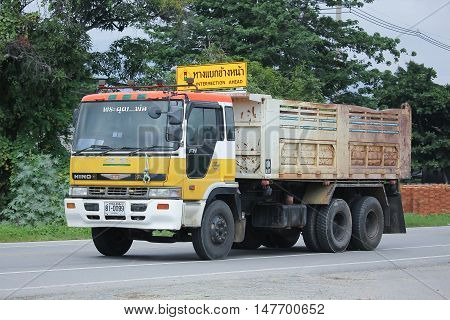 CHIANGMAI, THAILAND - AUGUST 18, 2016: Private Old Hino Dump Truck. On road no.1001 8 km from Chiangmai city.