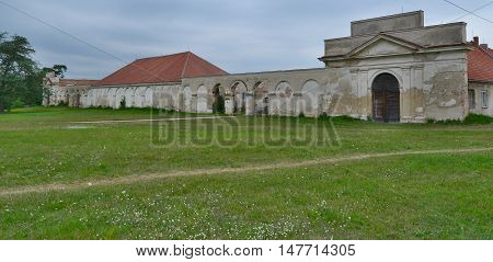 dilapidated historical building Novy Dvur historic landmark historical Lednice-Valtice area Czech Republic