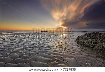 Seascape sunrise sunset in Mitchellville Park Beach in Hilton Head Island South Carolina