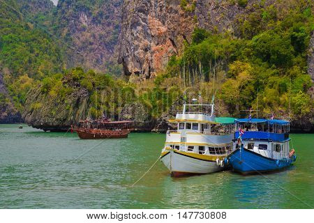 Tourist boat at the Bali Hai pier in Pattaya Thailand