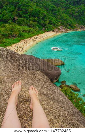 beautiful blue transparently sea waves stones view
