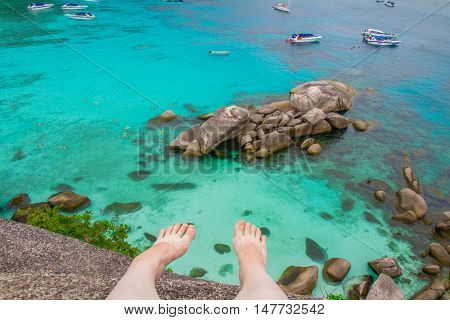 beautiful blue transparently sea waves stones view