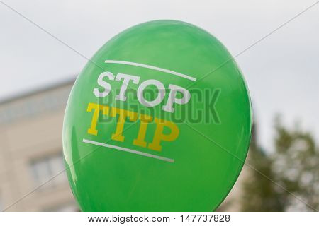Stop Ttip Slogan On Balloon