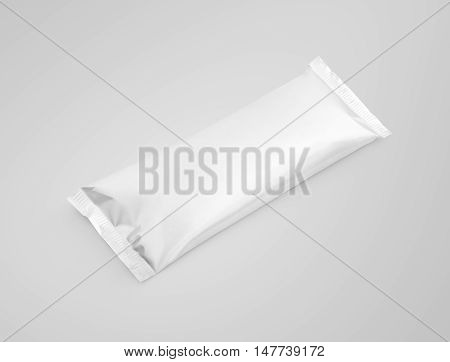 Blank Plastic Pouch Snack Packaging On Gray Background