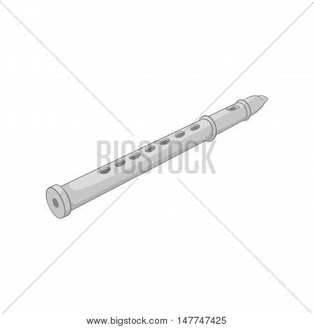 Flute icon in black monochrome style isolated on white background. Musical instrument symbol vector illustration
