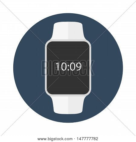Smart Watch Isolated On White. Logo. Stainless Silver . Vector With App. Reflected Surface. Icon Scr