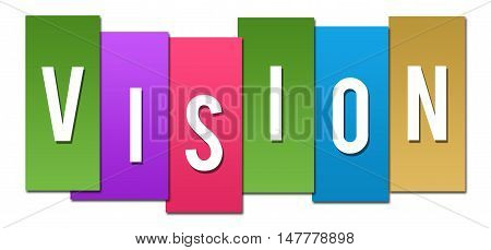 Vision text alphabets written over colorful background.
