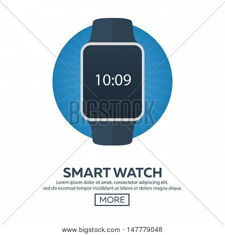 Smart Watch Isolated On White. Logo. Stainless Silver . Vector With App. Reflected Surface. Icon Scr