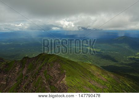 Kronotsky Nature Reserve on Kamchatka Peninsula. View from the helicopter.