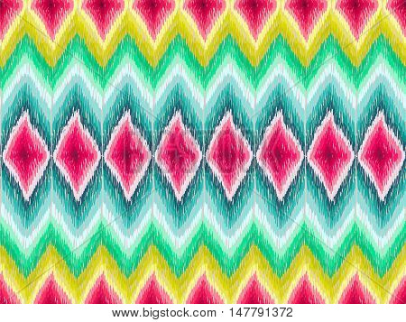Ethnic Zig Zag Pattern Hippie Fabric Colorful