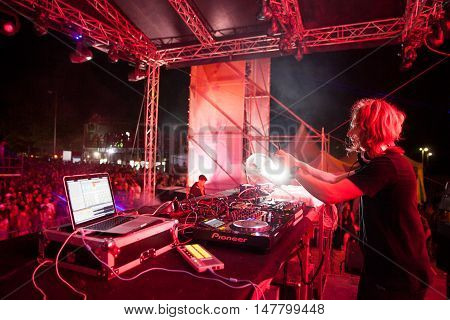 BUDVA- JULY 18 : JAMES ZABIELA ON THE DANCE PARADISO STAGEAT SEA DANCE FESTIVAL 2015 MUSIC FESTIVAL JULY 18 2015 IN BUDVA JAZ BEACH MONTENEGRO