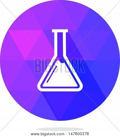 Modern Low Poly Chemistry Flask or Beaker Icon with Long Shadow