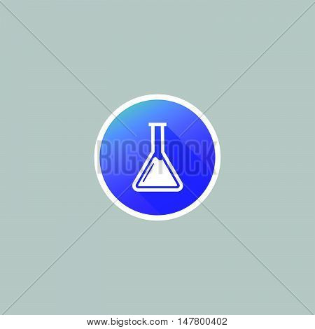 Modern Chemistry Flask or Beaker Icon with Long Shadow