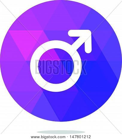 Modern Low Poly Male Symbol Icon with Long Shadow