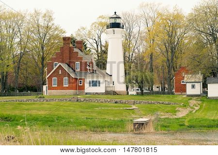Port Sanilac Lighthouse, built in 1886, Lake Huron, Michigan, USA