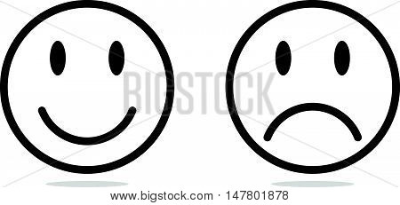 Simple Circle Round of Smile and Sad Icon