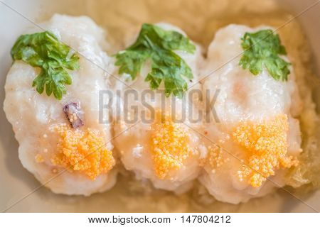 Shrimp Ball with fish maw Chinese dim sum groumet cuisine