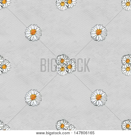 Seamless floral pattern with daisy flowers. Floral watercolor background.