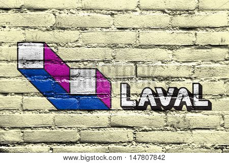 Flag Of Laval, Quebec, Canada, Painted On Brick Wall