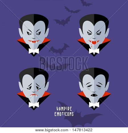 vector cartoon vampire emoticons set 